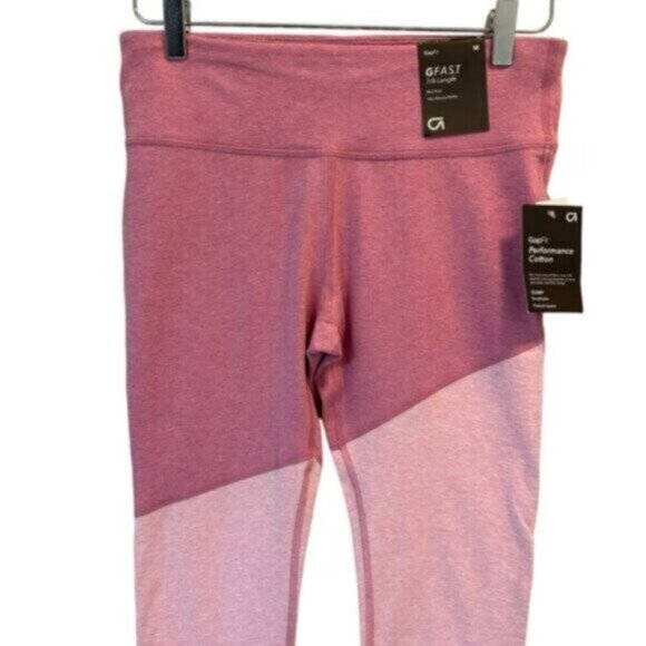 NWT GAP | French Pink Heather GFast 7/8 Colorblock Cotton Leggings Size Medium - Picture 5 of 9